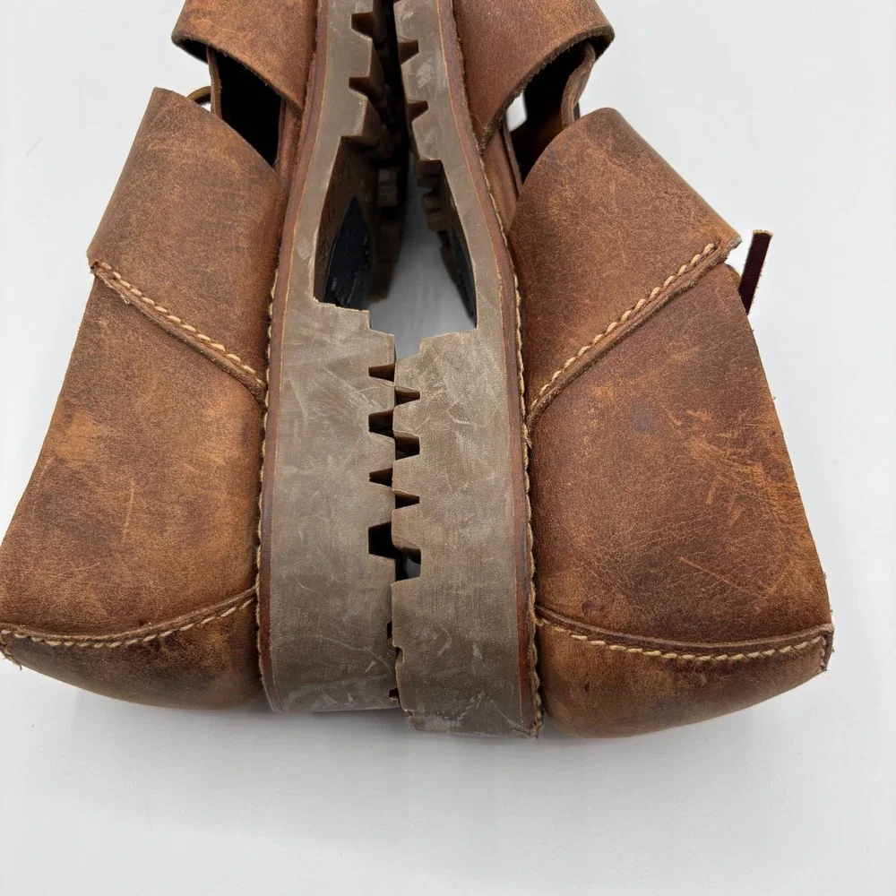 Polo Ralph Lauren Fisherman Sandals Mens Size 9D Brown Leather Chunky Soles